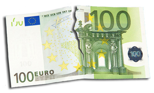 Billet de 100€ déchiré en deux